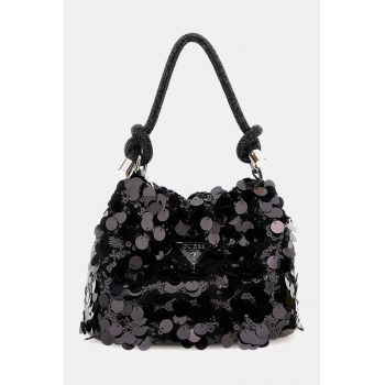 Geanta bucket cu paiete Holiday Shine - Negru