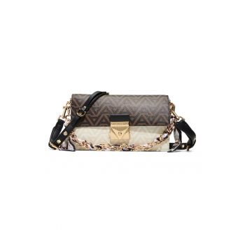 Geanta crossbody cu model Gedia - Maro inchis/Negru/Crem