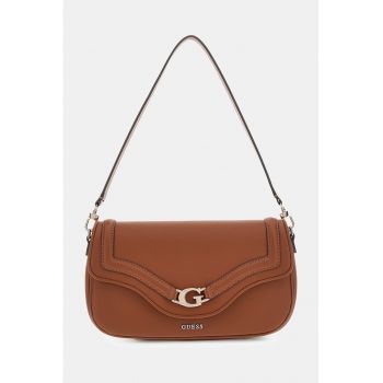 Geanta crossbody de piele ecologica cu buzunar pe partea din spate cu fermoar - Portocaliu stins