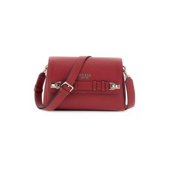Geanta crossbody de piele ecologica - Negru/Rosu inchis