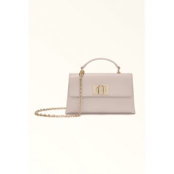 Geanta crossbody din piele cu bareta din lant si clapa 1927 - Roz deschis