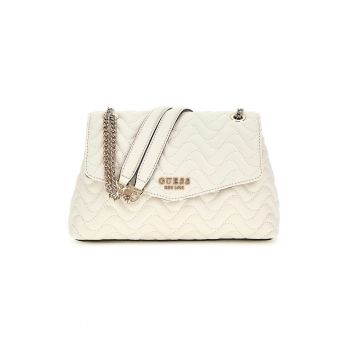 Geanta crossbody din piele ecologica cu aspect matlasat - Alb fildes