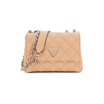 Geanta crossbody din piele ecologica cu aspect matlasat - Bej