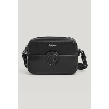 Geanta crossbody din piele ecologica cu bareta detasabila - Negru