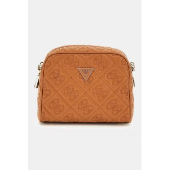 Geanta crossbody din piele ecologica cu model monograma - Maro scortisoara