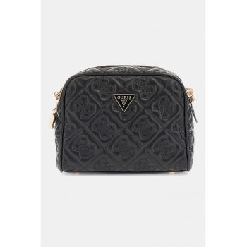 Geanta crossbody din piele ecologica cu model monograma - Negru