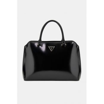 Geanta cu maner si aspect lacuit Arnela - Negru