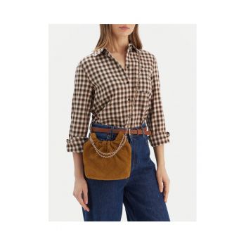 Geanta dama  Fleming Suede Mini H - culoare Chicory Brown - din piele naturala