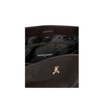 Geanta dama  model Deep Chocolate - din piele naturala - culoare ciocolata - dimensiuni nedefinite.