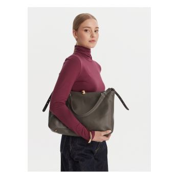 Geanta dama -  piele naturala - gri - One Size INTL