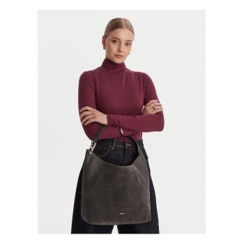 Geanta dama -  piele naturala - gri - One Size INTL