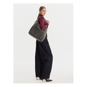 Geanta dama -  piele naturala - gri - One Size INTL