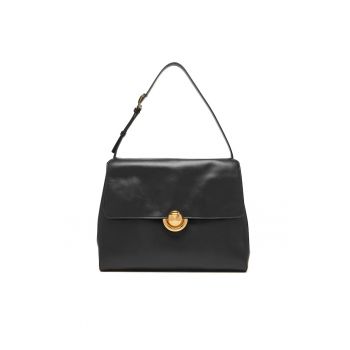 Geanta dama -  piele naturala - negru - One Size INTL - cu sac de praf inclus