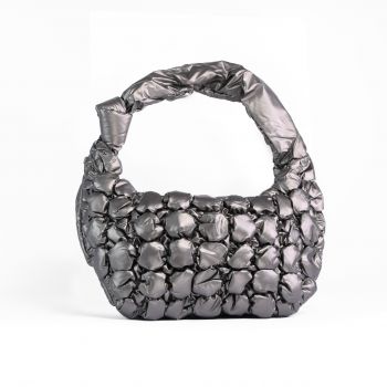 Geanta dama SEMI-LUNA matlasata din fas CRLM2661PEWTER