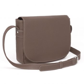 Geanta de dama, Aida GT3858, piele naturala, Dark Taupe