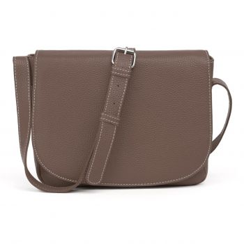 Geanta de dama, Aida GT3858, piele naturala, Dark Taupe