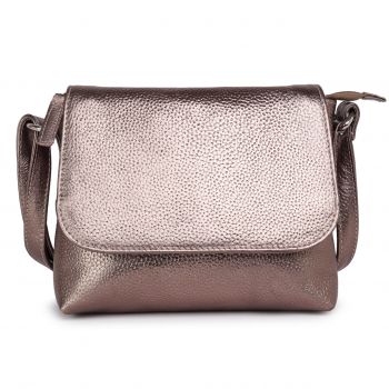 Geanta de dama, Mirabela GT3901, piele naturala, Bronz metalizat