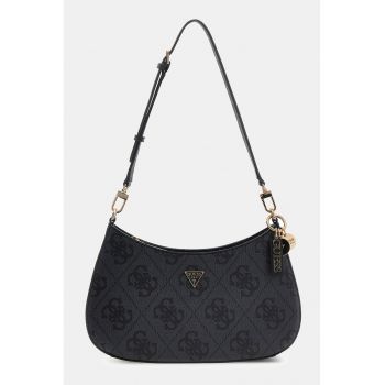 Geanta de piele ecologica cu bareta de umar Noelle - Negru/Gri antracit