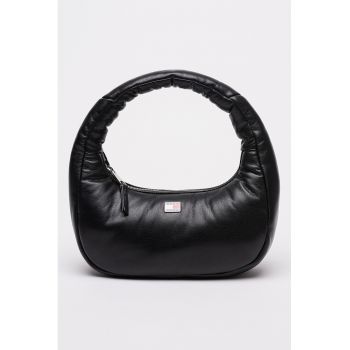 Geanta de piele ecologica cu logo - Negru