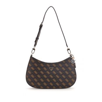 Geanta de umar cu model monograma - Negru/Caramel