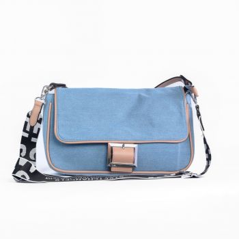 GEANTA DENIM CU CATARAMA DECORATIVA CRL 8836 BEJ
