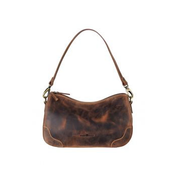 Geanta umar dama piele naturala maro antichizat 32 x 18 cm - Vintage -  Maro antichizat