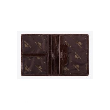 Portofel barbati -  etui documente din piele naturala - 4 compartimente - 12x9 -5cm - maro
