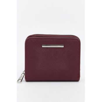 Portofel texturat de piele ecologica - Violet tyrian