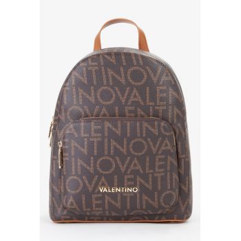 Rucsac de piele ecologica cu model logo Regina - Maro inchis/Maro scortisoara/Maro deschis