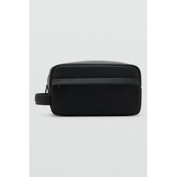 Etui cu buzunar exterior pentru cosmetice - Negru