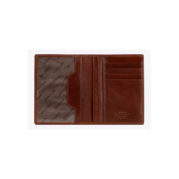 Etui documente  Arizona - piele naturala - 3 compartimente - 12x9cm - maro inchis