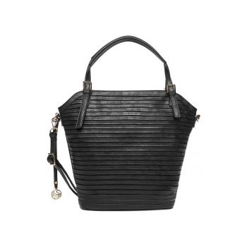 Geanta bucket -  neagra - One Size INTL - material sintetic - cu manere detasabile