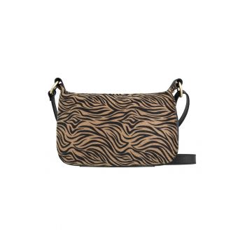 Geanta crossbody cu bareta ajustabila - Negru/Maro camel