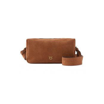 Geanta crossbody de piele intoarsa - Caramel