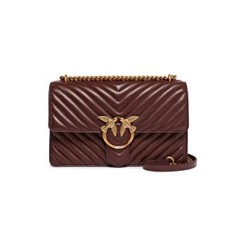 Geanta crossbody de piele Love One Classic - Visiniu
