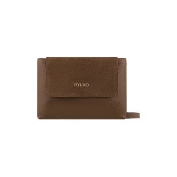Geanta crossbody de piele - Maro inchis