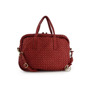 Geanta crossbody din piele cu aspect impletit