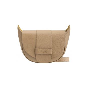 Geanta crossbody din piele cu bareta detasabila - Bej deschis