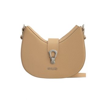 Geanta crossbody din piele cu logo metalic - Bej