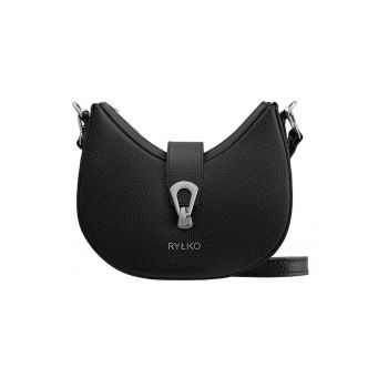Geanta crossbody din piele cu logo metalic - Negru