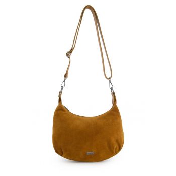 Geanta crossbody din piele intoarsa cu bareta detasabila