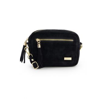 Geanta crossbody din piele intoarsa cu o curea detasabila