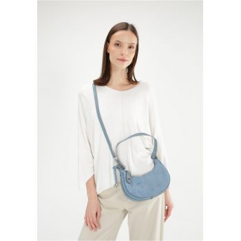 Geanta crossbody din piele intoarsa si curea detasabila