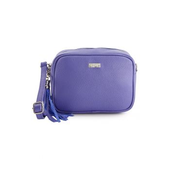 Geanta crossbody din piele naturala cu logo aplicat