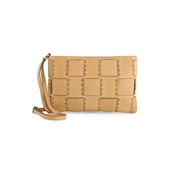 Geanta crossbody din piele naturala si bereta reglabila