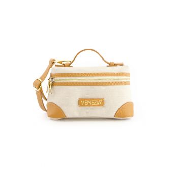 Geanta crossbody material textil si piele