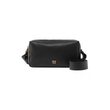 Geanta crossbody uni de piele - Negru