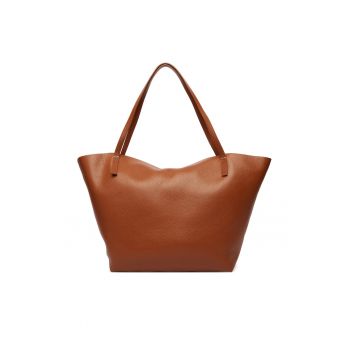 Geanta dama -  piele naturala - maro - dimensiune mare - set cu sac de praf