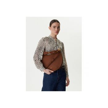 Geanta dama -  piele naturala - maro - One Size INTL - set cu curea detasabila si manere.