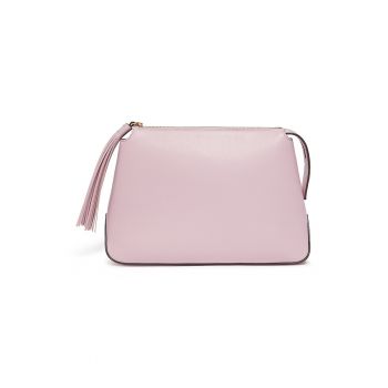 Geanta de piele cu maner si canaf - Roz pastel